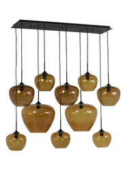 Mayson 10 Lt Hanging Lamp - Glass Brown & Matt Black 