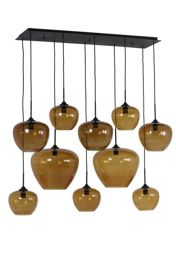 Mayson 10 Lt Hanging Lamp - Glass Brown & Matt Black 