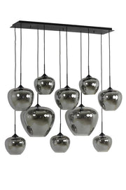 Mayson 10 Lt Hanging Lamp - Smoked Glass & Matt Black