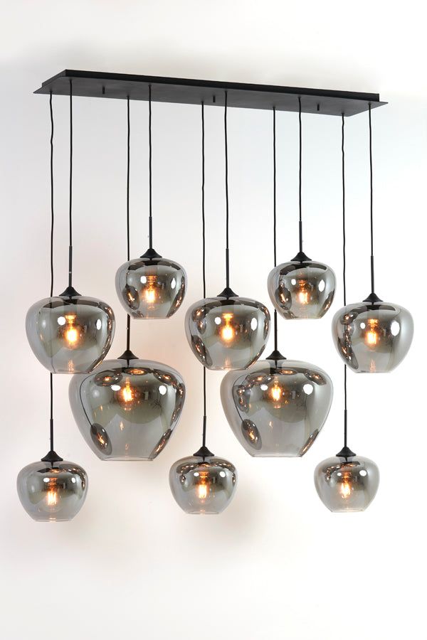 Mayson 10 Lt Hanging Lamp - Smoked Glass & Matt Black