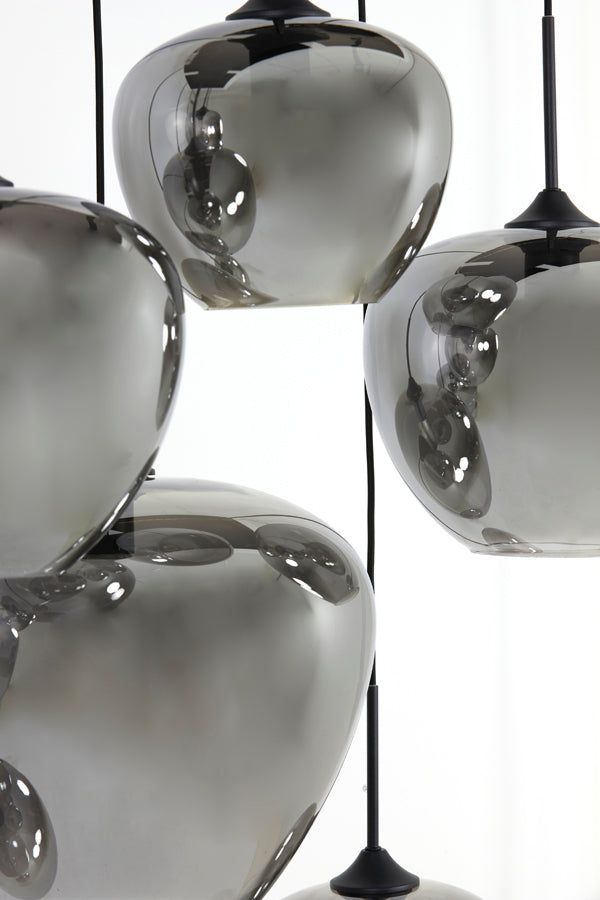 Mayson 10 Lt Hanging Lamp - Smoked Glass & Matt Black