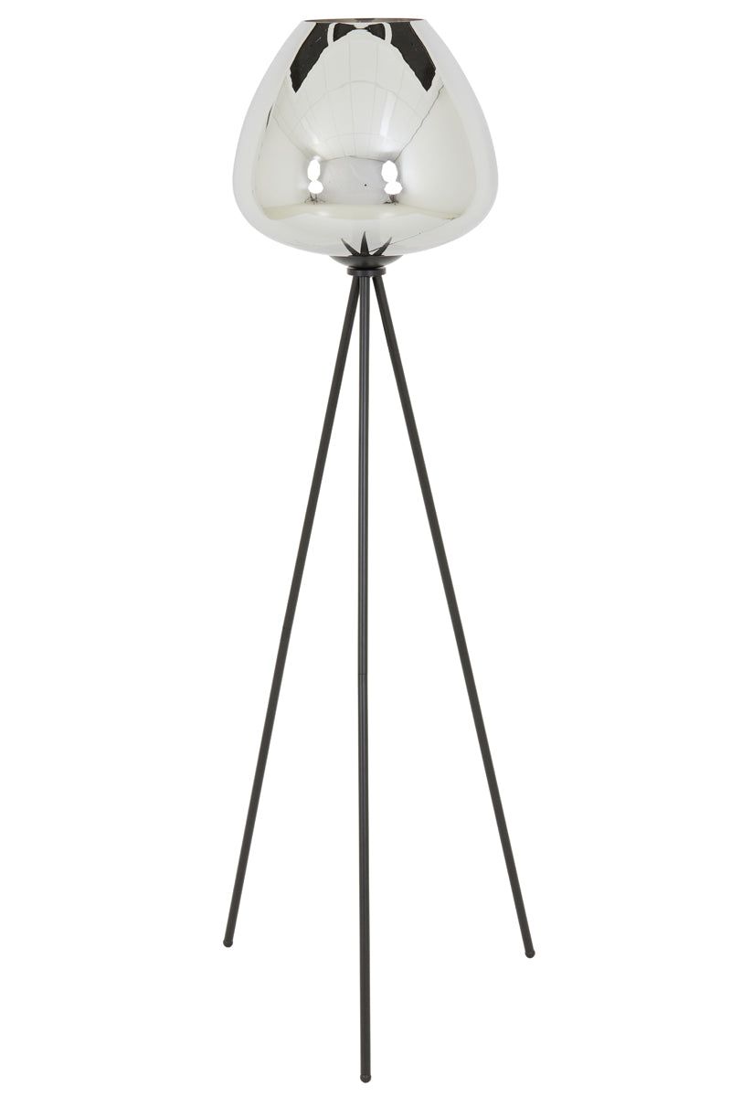 Mayson Floor Lamp Tripod - Smoked Glass & Matt Black Finish