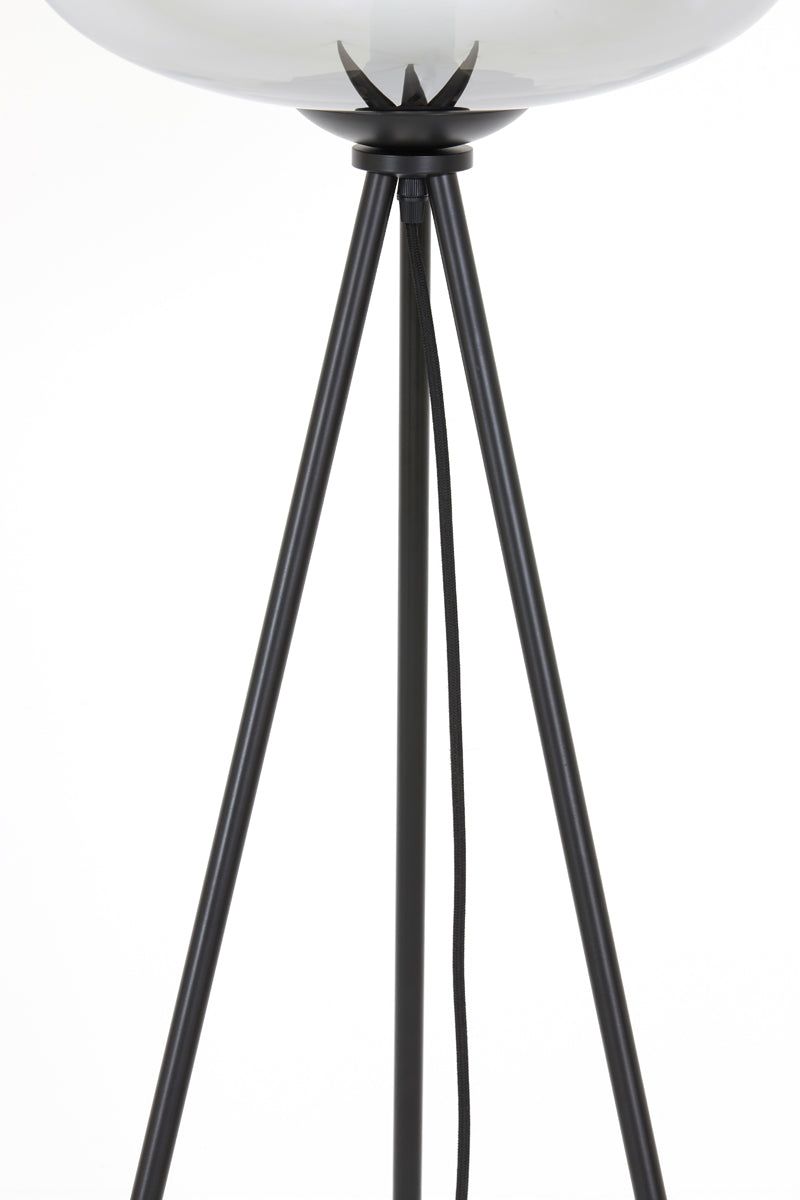 Mayson Floor Lamp Tripod - Smoked Glass & Matt Black Finish