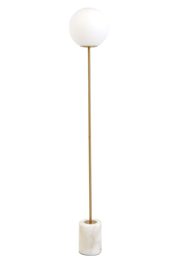 Medina Floor Lamp - Matt White Glass & Antique Bronze Finish
