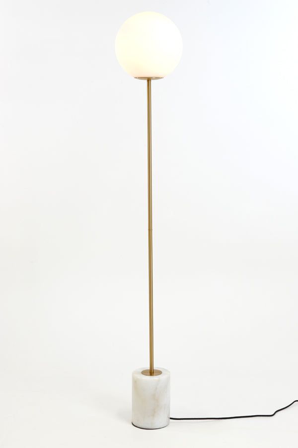 Medina Floor Lamp - Matt White Glass & Antique Bronze Finish