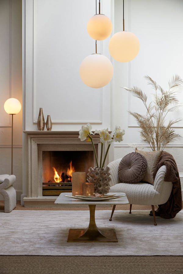 Medina Floor Lamp - Matt White Glass & Antique Bronze Finish