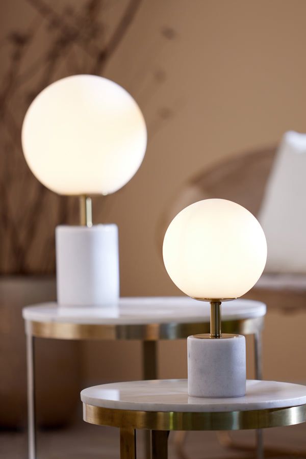 Medina Table Lamp - Matt White Glass & Antique Bronze Finish