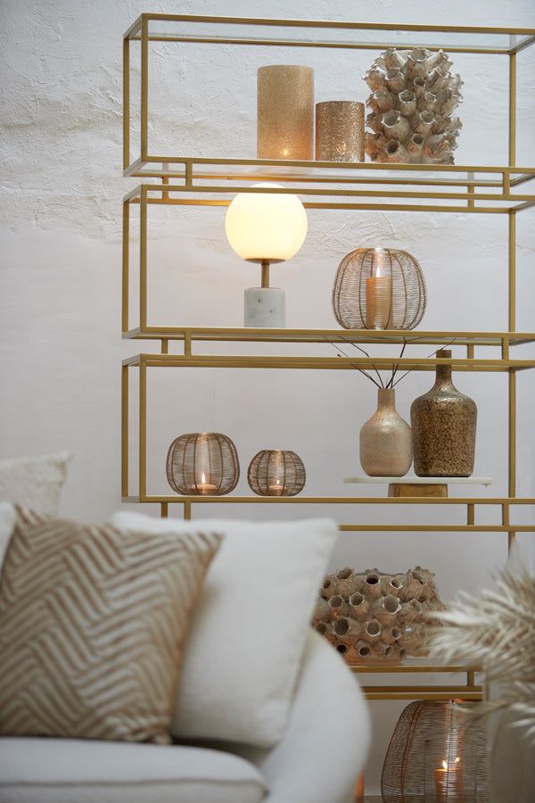 Medina Table Lamp - Matt White Glass & Antique Bronze Finish
