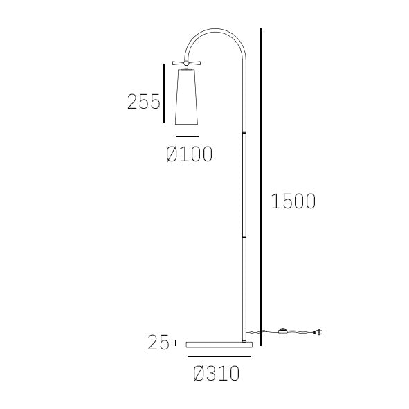 Floor lamp BOW White & Black Finish Marble Base