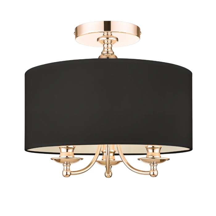 Abu Dhabi 1 3/5Lt Semi Flush Fitting - Silver/Gold