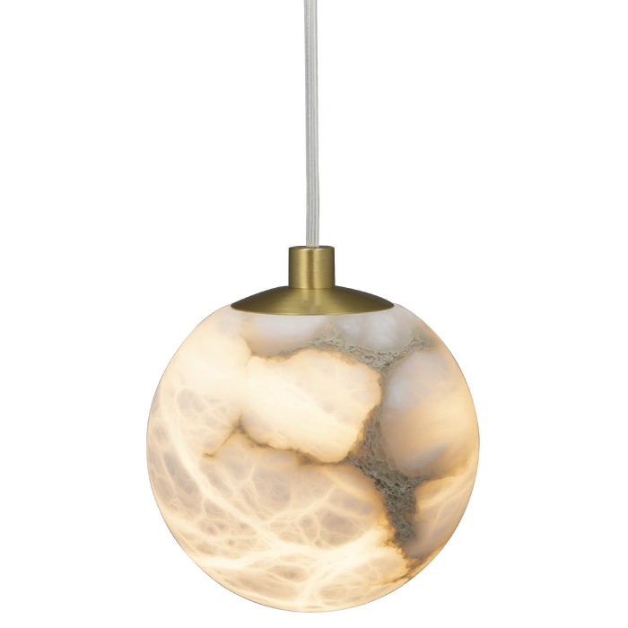 Volterra Single Pendant - Brass & Alabaster