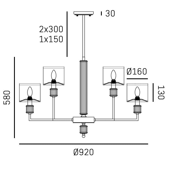 Sutton Ceiling Light- Various Finishes