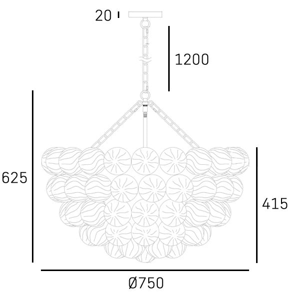 Aspen 7lt/13lt Hanging Light- Matt Gold w Glass
