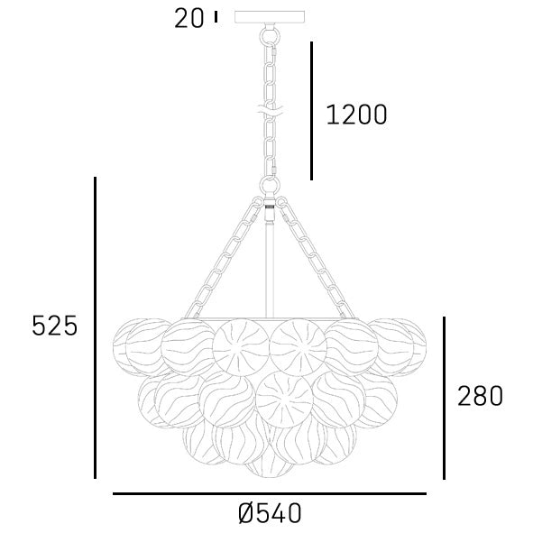 Aspen 7lt/13lt Hanging Light- Matt Gold w Glass