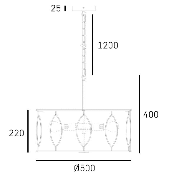 Norfolk 4lt Hanging Pendant Light- Matte Gold