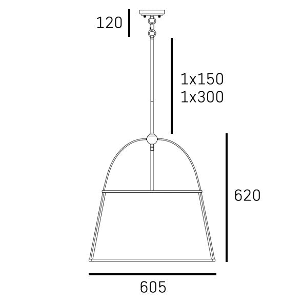Savannah 3lt/5lt Pendant Light- Brass