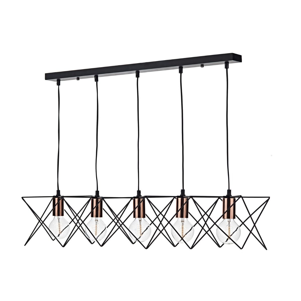 Midi 3/4/5Lt Kitchen Light Black & Bright Copper Detail