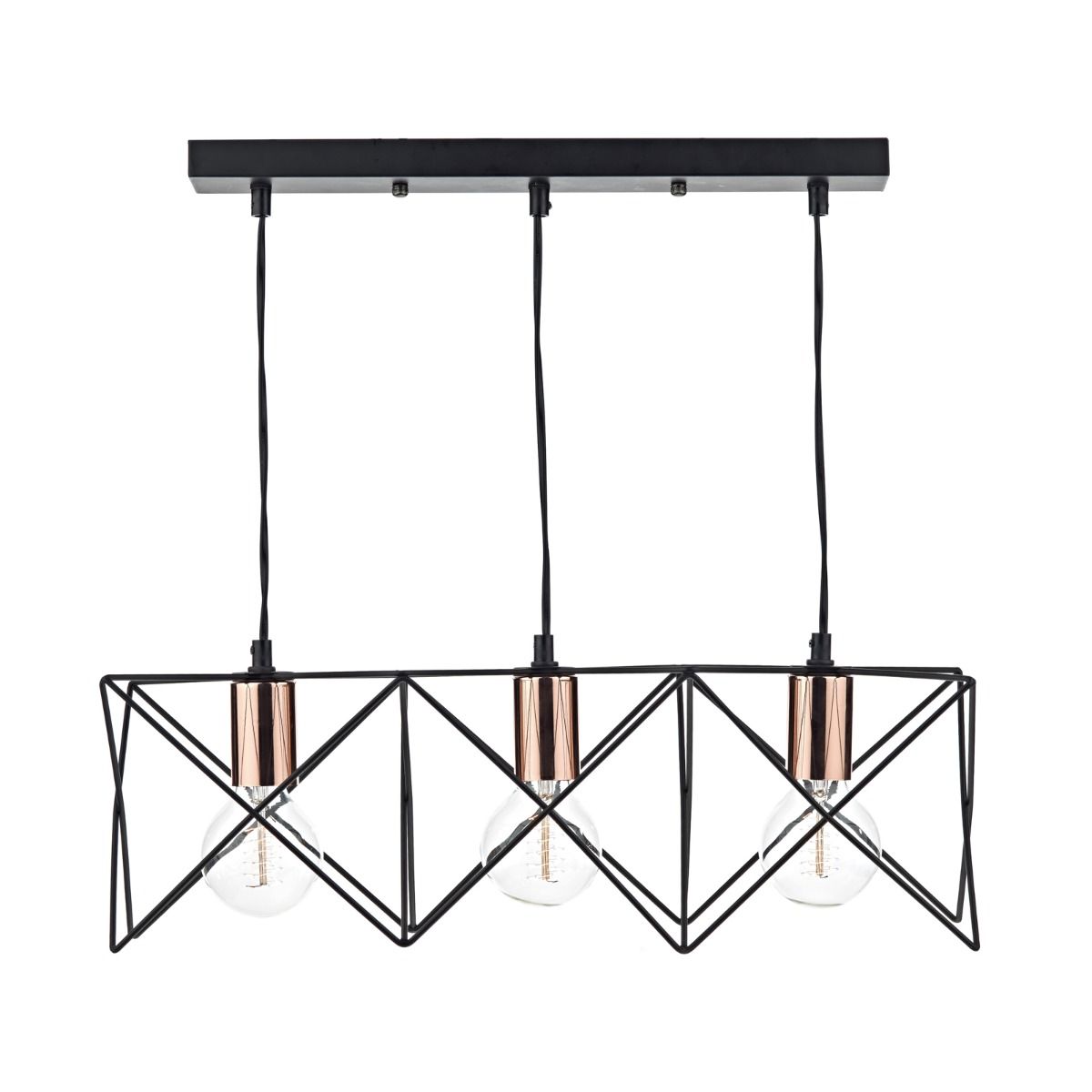 Midi 3/4/5Lt Kitchen Light Black & Bright Copper Detail