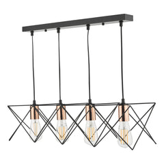 Midi 3/4/5Lt Kitchen Light Black & Bright Copper Detail