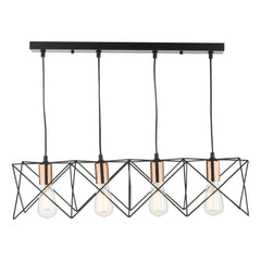 Midi 3/4/5Lt Kitchen Light Black & Bright Copper Detail