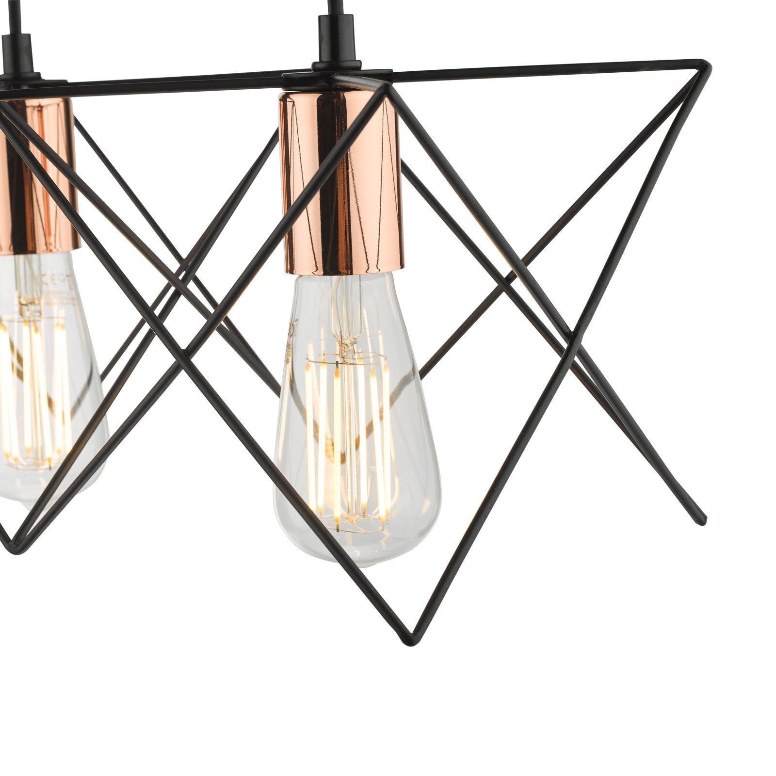 Midi 3/4/5Lt Kitchen Light Black & Bright Copper Detail