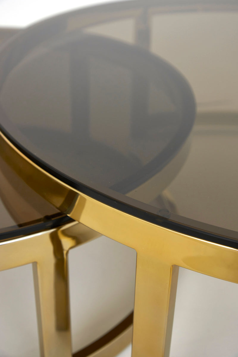 Gold and lucite coffee shop table