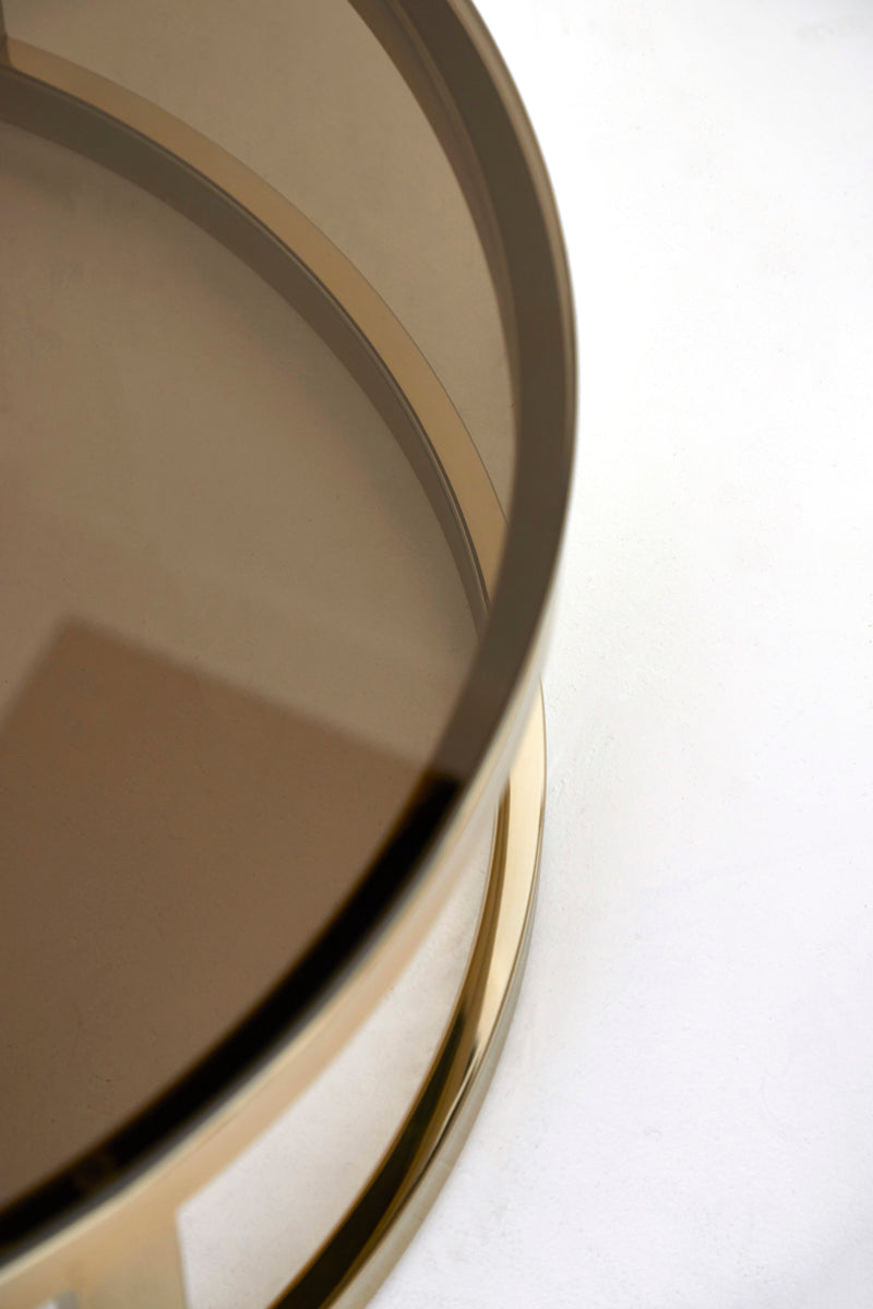 Milagro Coffee Table - Brown Glass & Light Gold Finish
