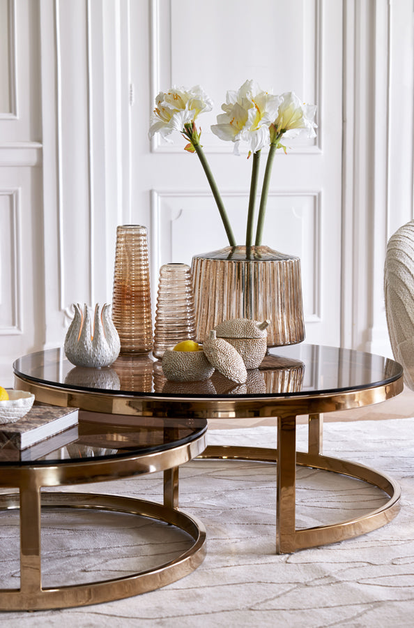 Milagro Coffee Table - Brown Glass & Light Gold Finish