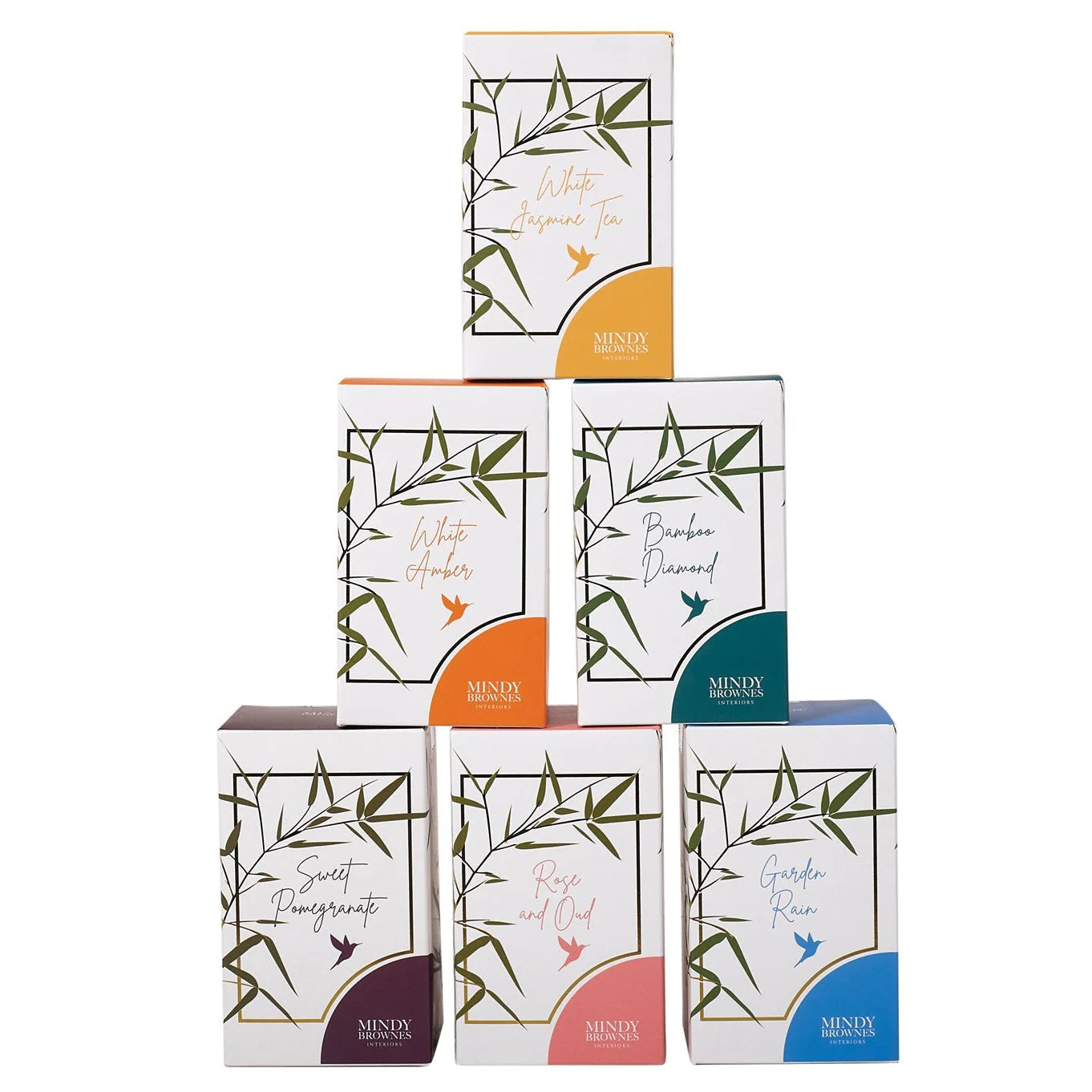 Mindy Brownes Scented Candles - Garden Rain/Bamboo Diamond/White Jasmine/Rose & Oud/White Amber/Sweet Pomegranate