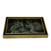 Mindy Brownes Zebra Serving Tray Set of 2 - Green & Gold Finish