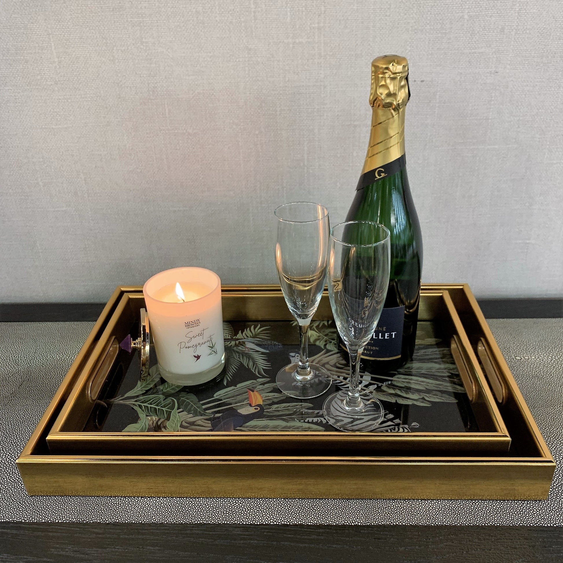 Mindy Brownes Zebra Serving Tray Set of 2 - Green & Gold Finish