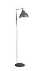 Miner Adjustable Floor Lamp, 1 x E27, Antique Silver/Copper/White