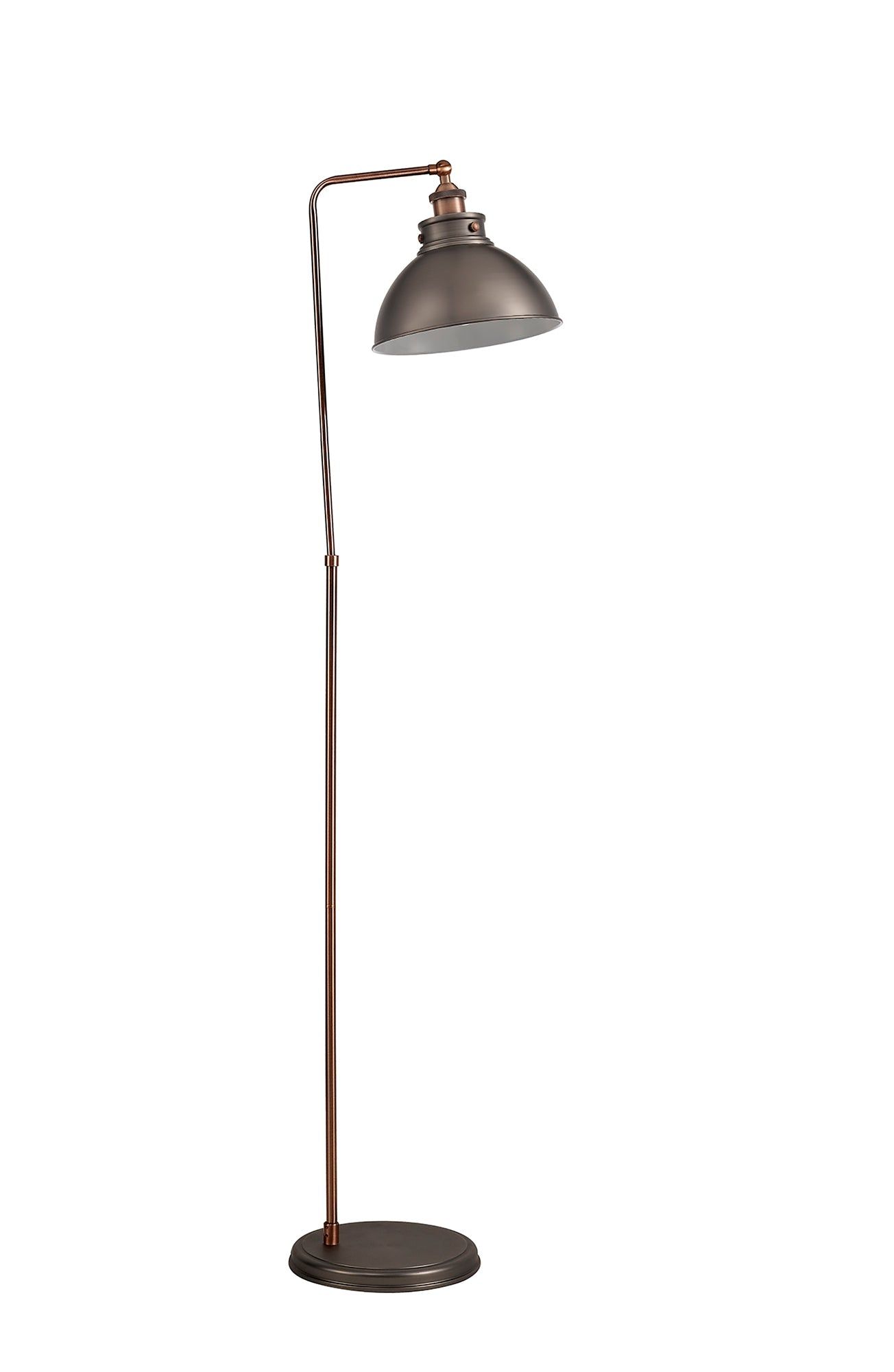 Miner Adjustable Floor Lamp, 1 x E27, Antique Silver/Copper/White