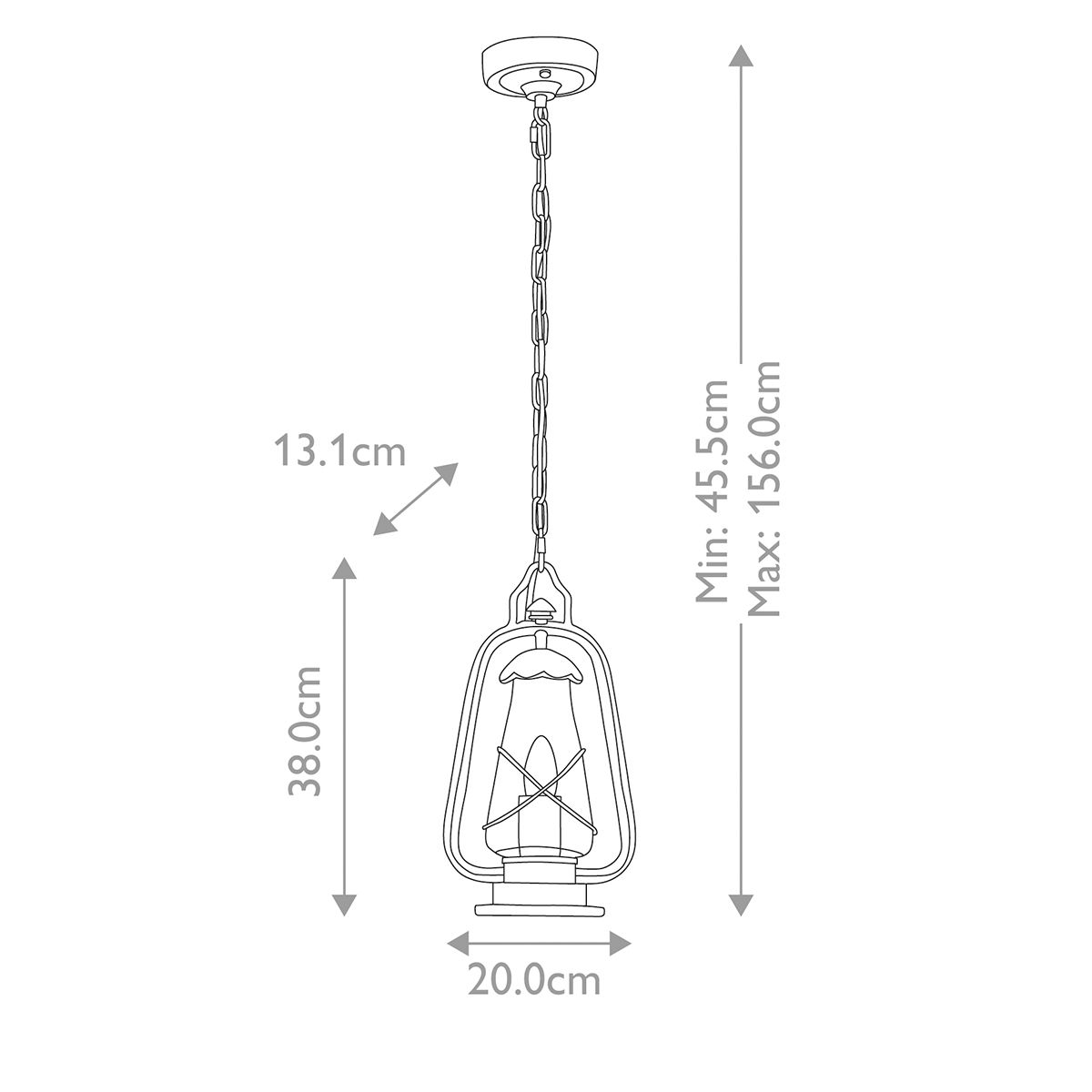 Miners 1 Light Chain Lantern - Old Bronze IP44 E27