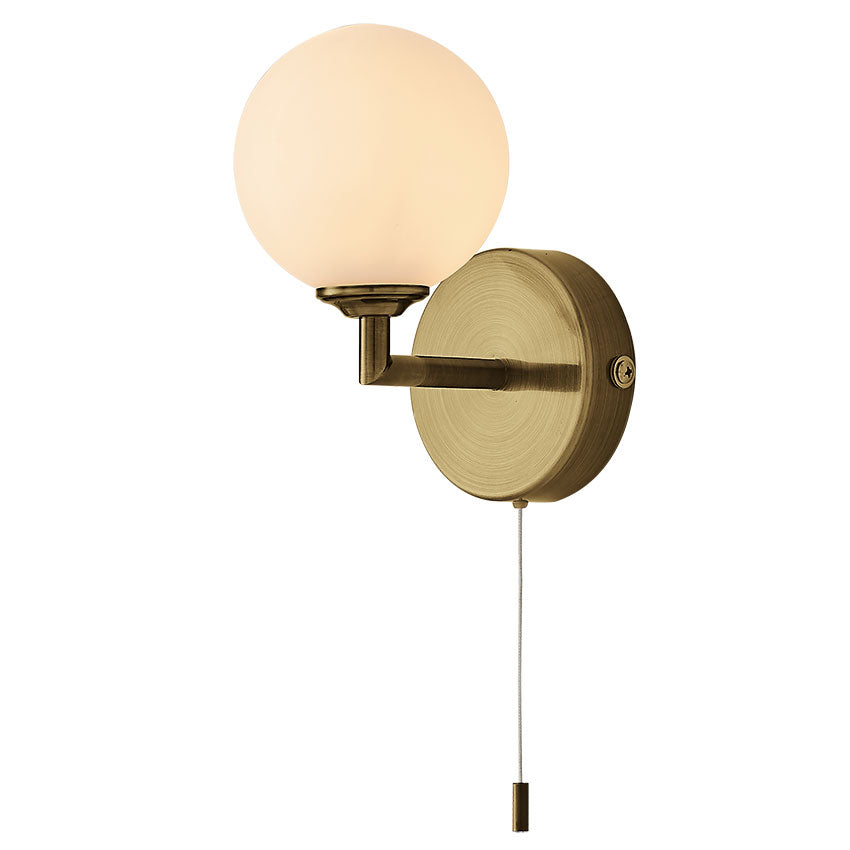 Mini Globe Outdoor Wall Light IP44- Polished Chrome/Antique Brass Finish