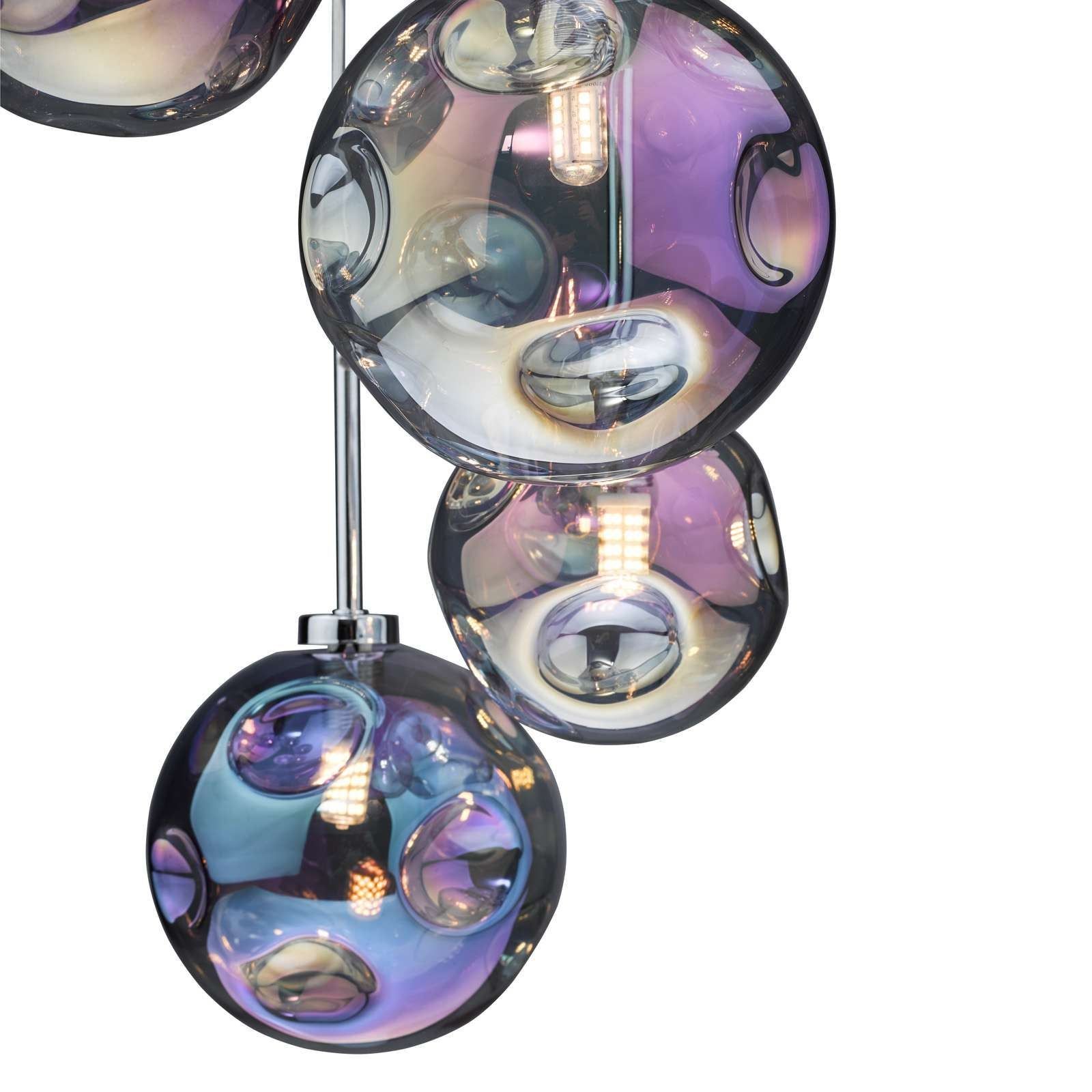 Dar Mira 6Lt Cluster Ceiling Light - Polished Chrome Iridised Glass IP20