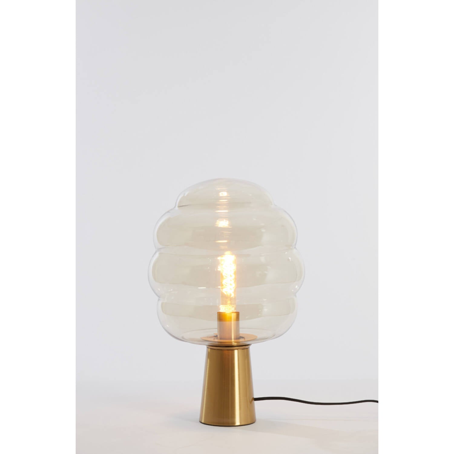 Misty Table Lamp Medium - Amber Glass & Gold Finish