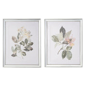 Mixed Flowers Wall Art (Set of 2) - Green & Grey Finish