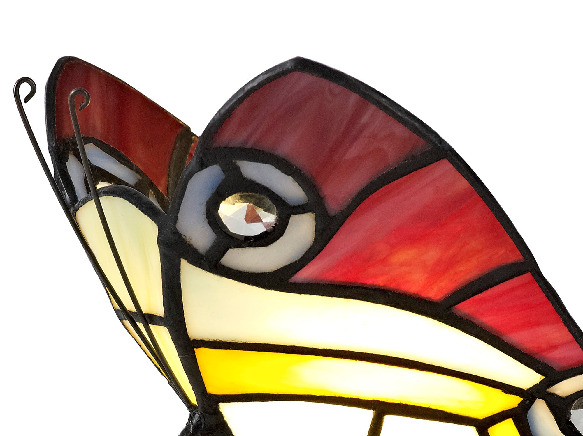 Mohill Tiffany Butterfly Table Lamp, 1 x E14, Black Base With Various Finishes  With Clear Crystal