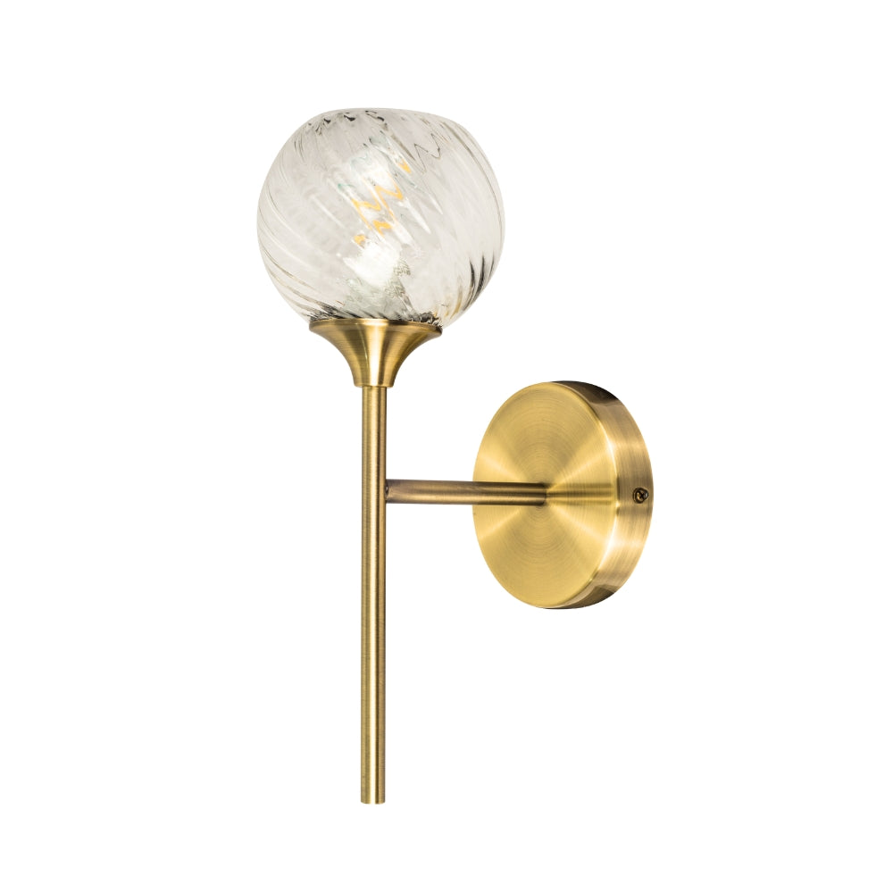Mona 1 Light Wall Light-  Antique Brass/ Satin Chrome