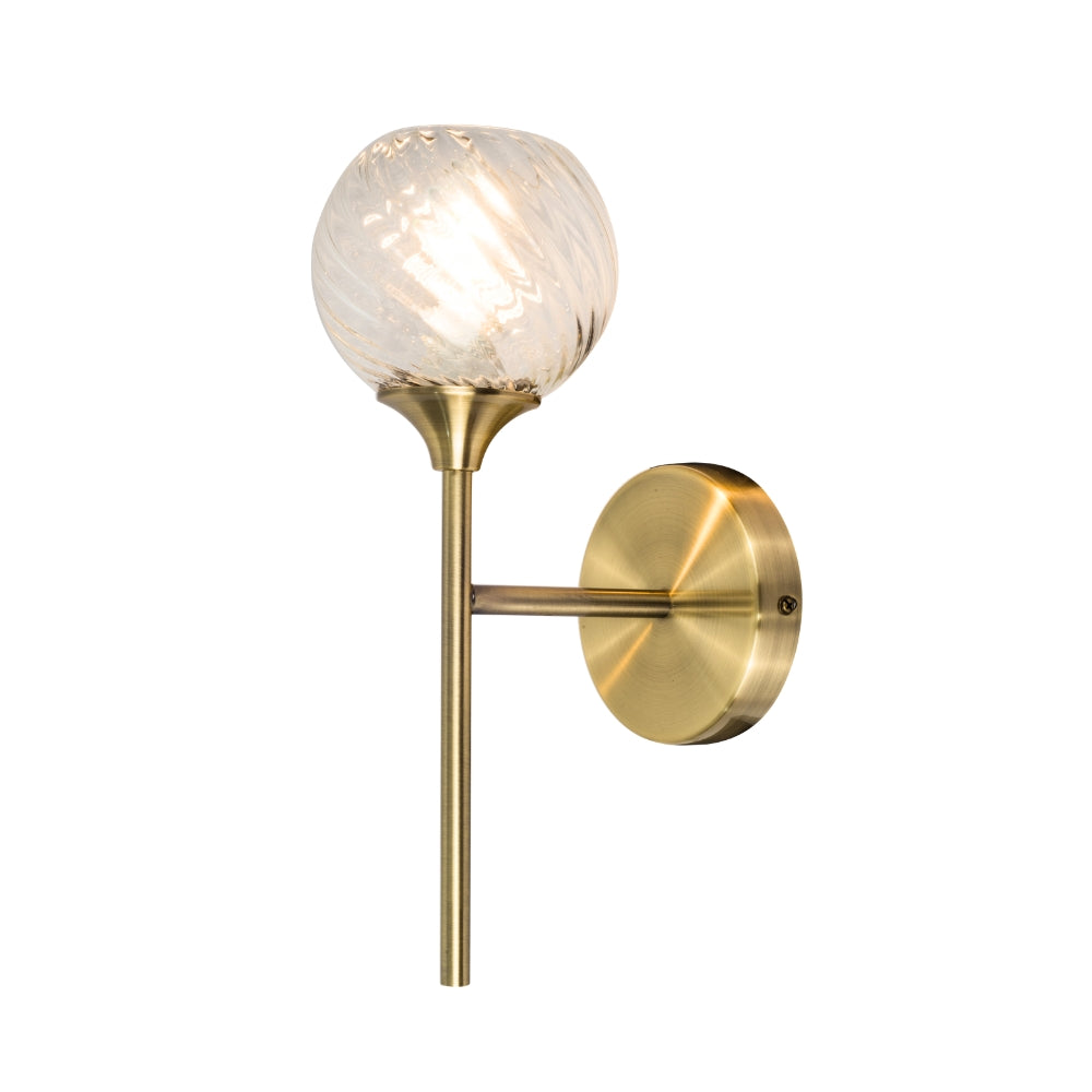 Mona 1 Light Wall Light-  Antique Brass/ Satin Chrome