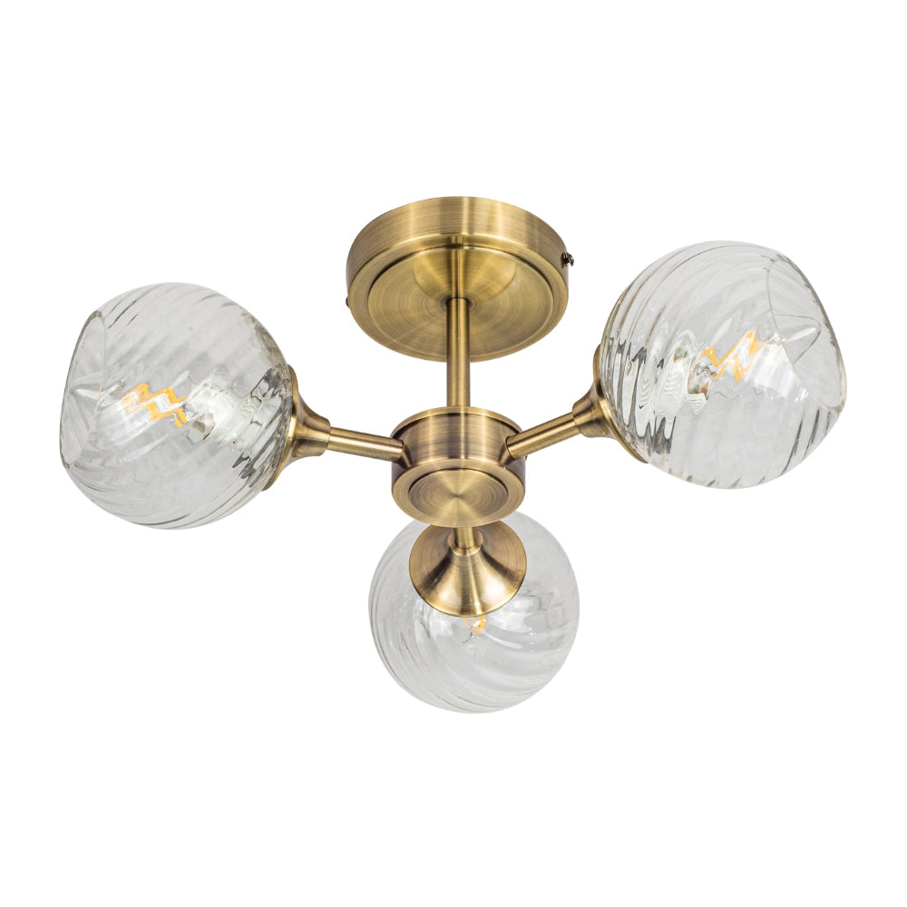 Mona 3Lt/5Lt Semi Flush- Antique Brass & Satin Chrome Finishes