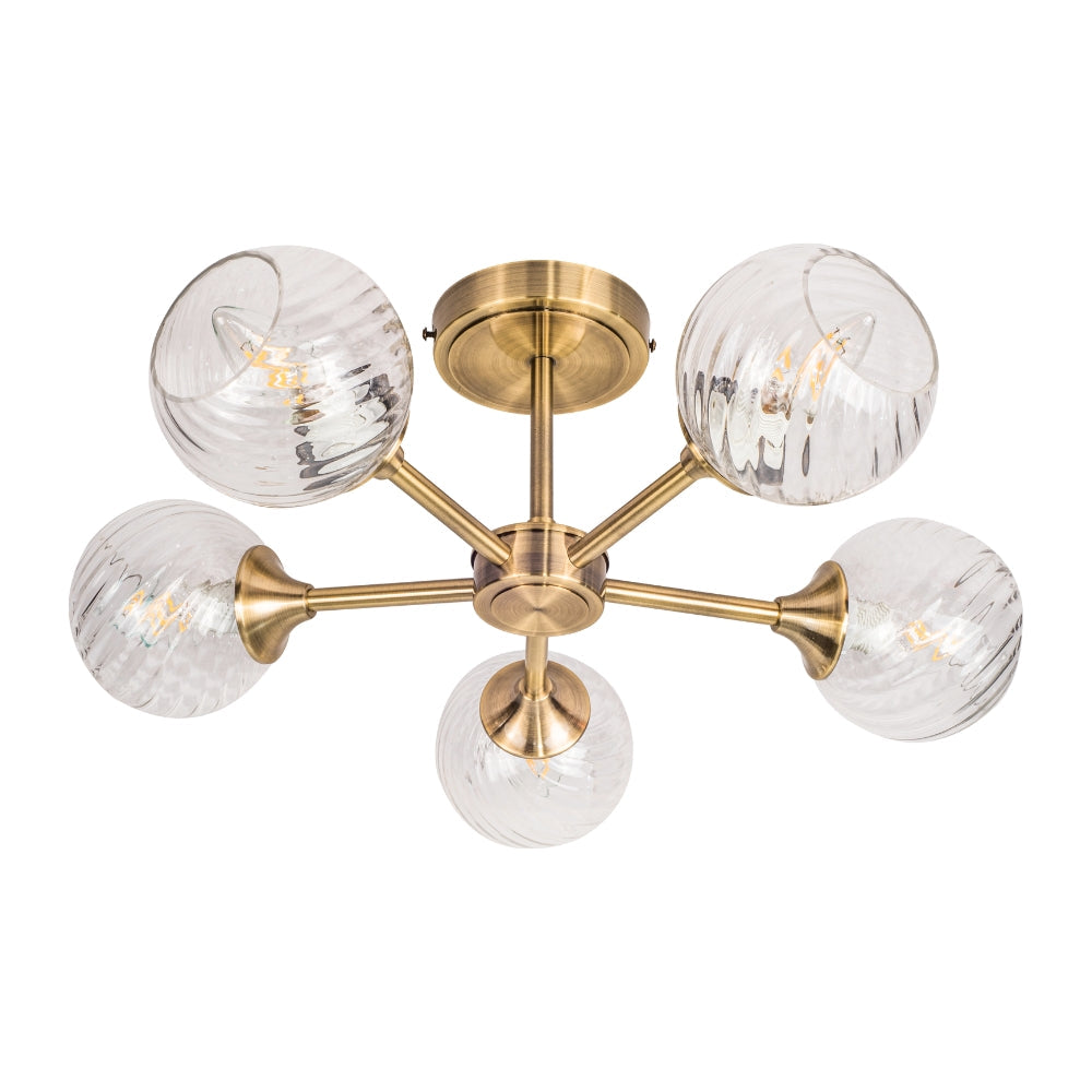 Mona 3Lt/5Lt Semi Flush- Antique Brass & Satin Chrome Finishes