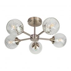 Mona 3Lt/5Lt Semi Flush- Antique Brass & Satin Chrome Finishes