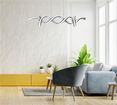 Music Led Ceiling Pendant - Satin Silver & Opal