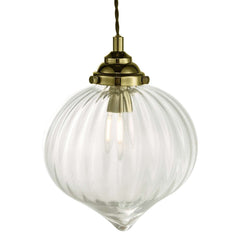 Mya 1 Dar Light Single Pendant Ceiling Light - Antique Brass Glass IP20