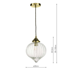 Dar Mya 1 Light Single Pendant Ceiling Light - Antique Brass Glass IP20Mya 1 Light Single Pendant Ceiling Light - Antique Brass Glass IP20