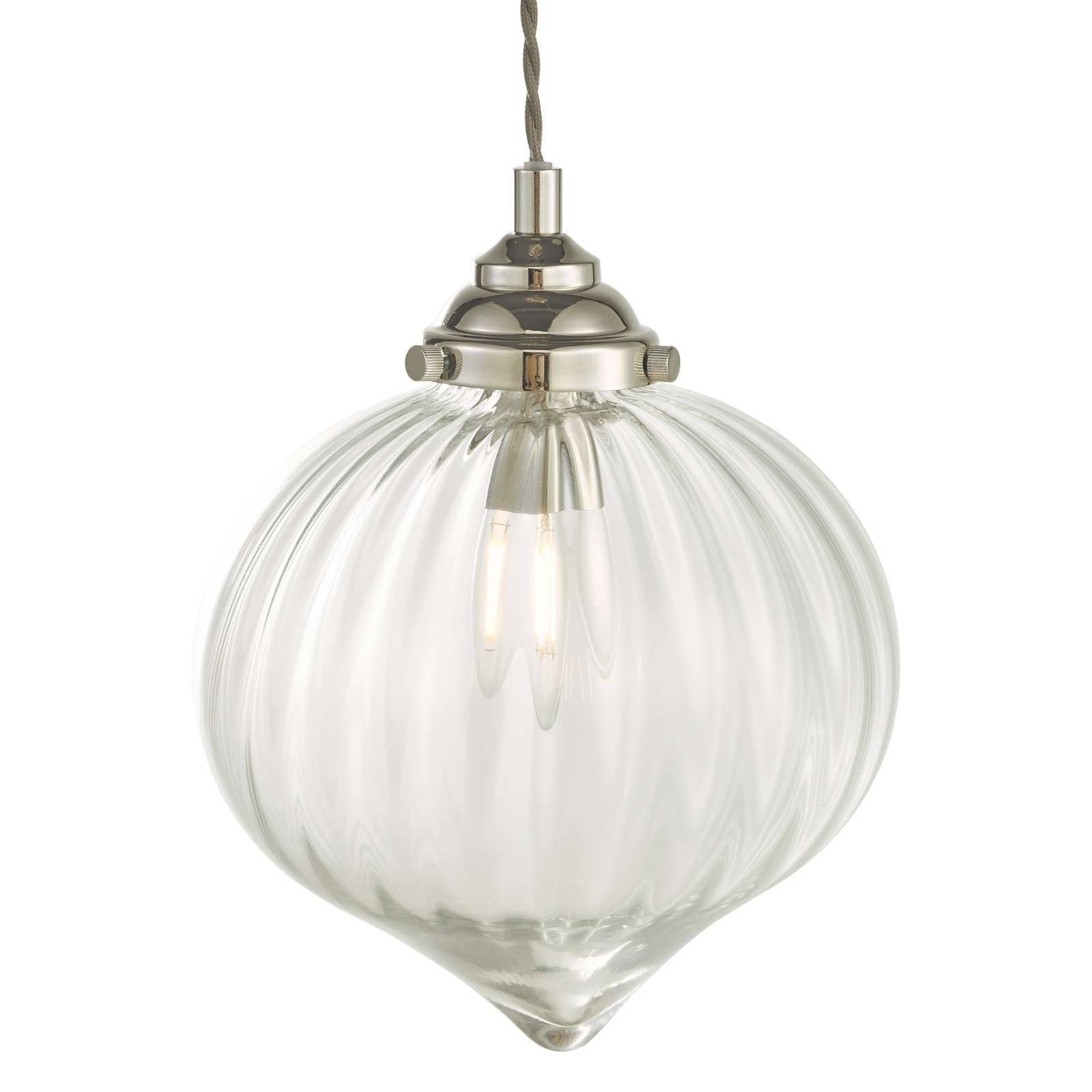 Dar Mya 1 Light Single Pendant Ceiling Light - Polished Nickel Glass IP20