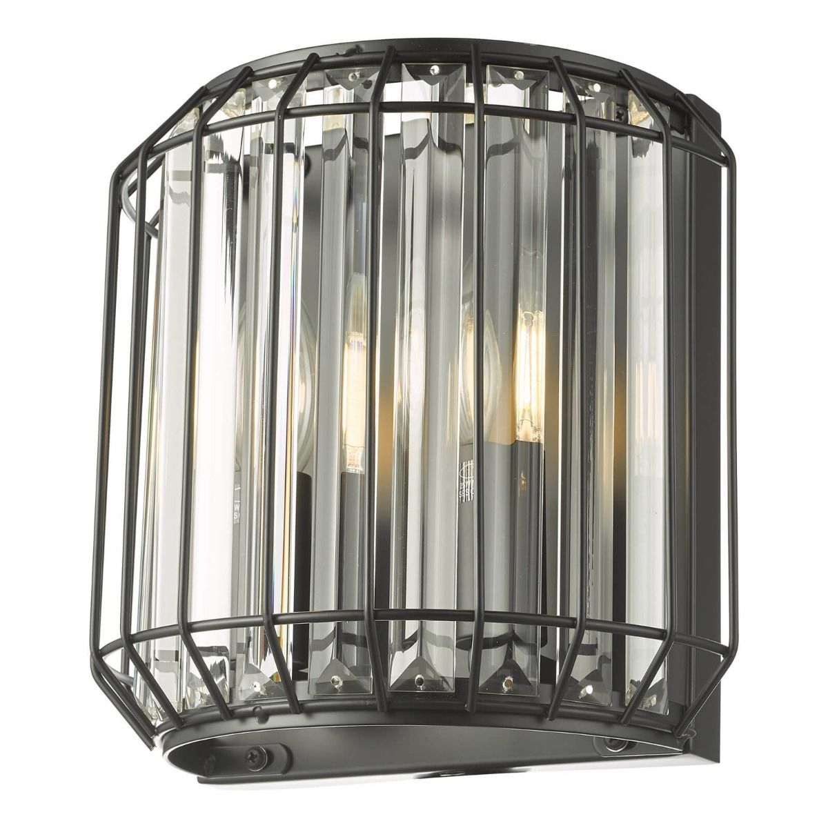 Dar Naeva 2Lt Pendant Wall Light - Matt Black & Crystal Finish, IP20