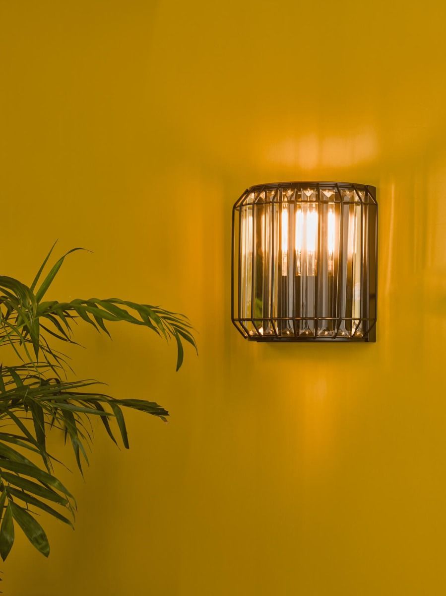 Dar Naeva 2Lt Pendant Wall Light - Matt Black & Crystal Finish, IP20